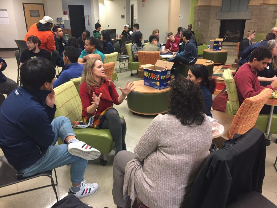 EdCC students and staff started by breaking into small groups gathered around the fireplace in Brier Hall, sharing insights and emotion.